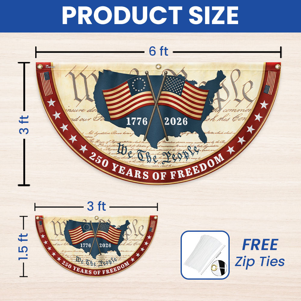 We The People 1776 2026 Patriotic Fan Flag, 250 Years of Freedom American Flag Decor