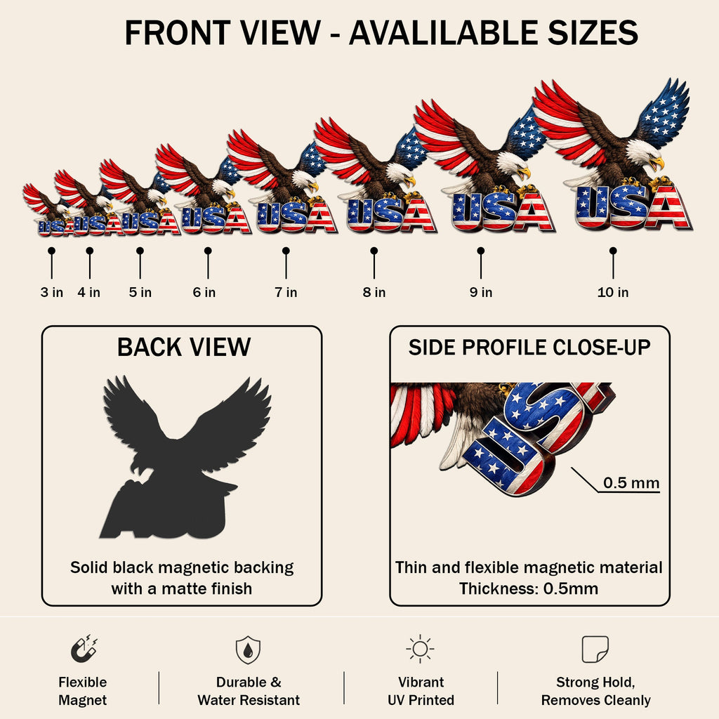 American Patriotic Car Magnet with Bald Eagle USA for 250th Anniversary