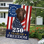 Patriotic Dog Garden Flag, American Chocolate Labrador Retriever 250 Years Flag