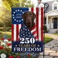 Patriotic Dog Garden Flag, American Chocolate Labrador Retriever 250 Years Flag