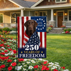 Patriotic Dog Garden Flag, American Chocolate Labrador Retriever 250 Years Flag