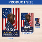 Patriotic Dog Garden Flag, American Chocolate Labrador Retriever 250 Years Flag