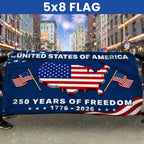 250 Years Semiquincentennial United States Grommet Flag Decor for 1776 2026