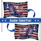 America Navy Flag with Eagle Submarine for 250 Years of Freedom Patriotic Grommet Flag