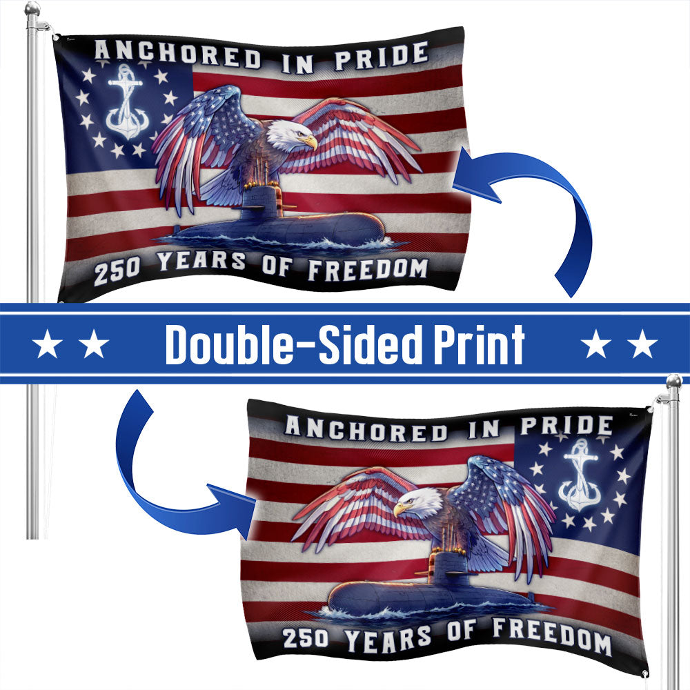 America Navy Flag with Eagle Submarine for 250 Years of Freedom Patriotic Grommet Flag