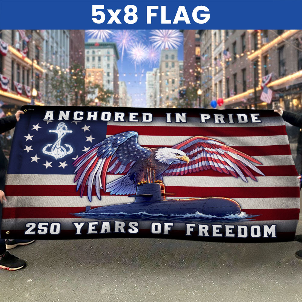 America Navy Flag with Eagle Submarine for 250 Years of Freedom Patriotic Grommet Flag