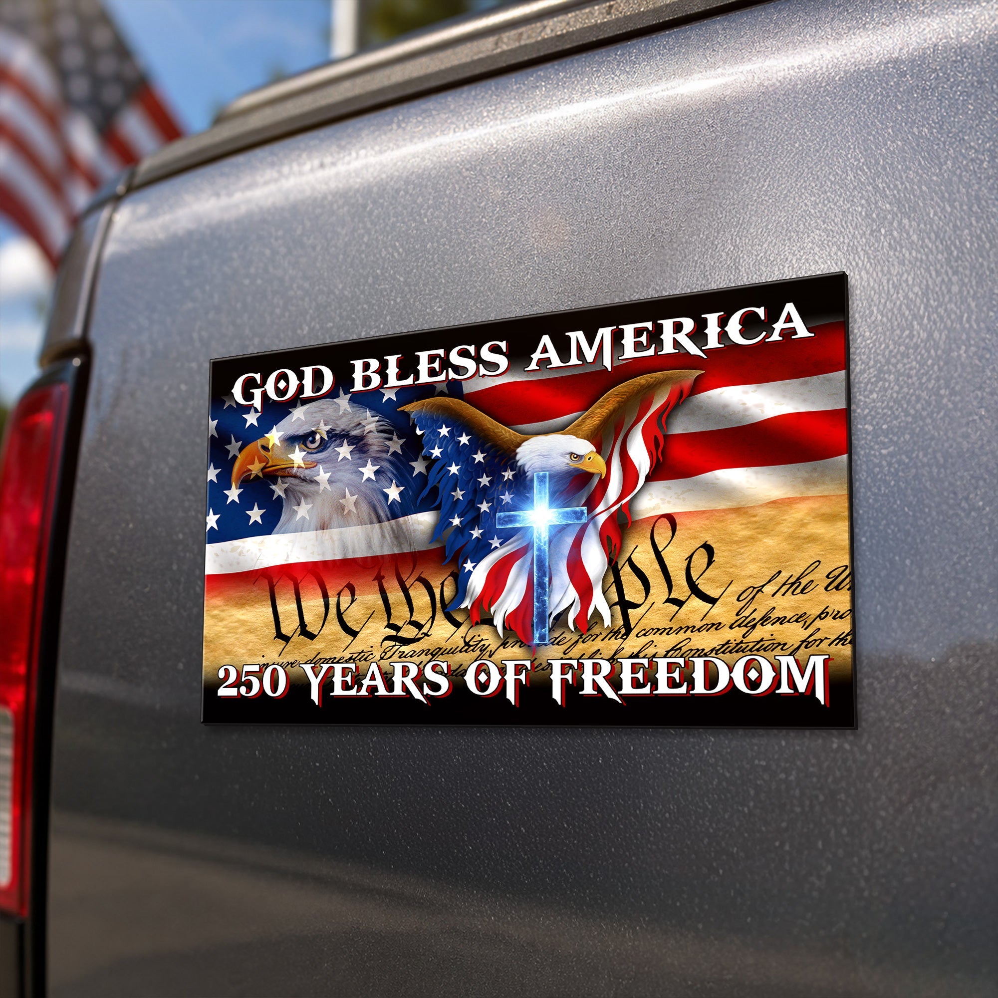 250 Years of Freedom Flag Car Magnet, God Bless America Vehicle Decor