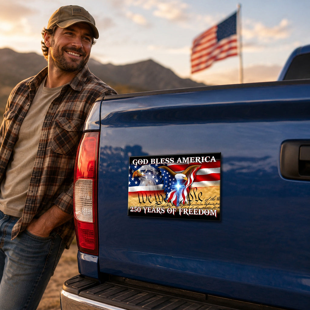 250 Years of Freedom Flag Car Magnet, God Bless America Vehicle Decor
