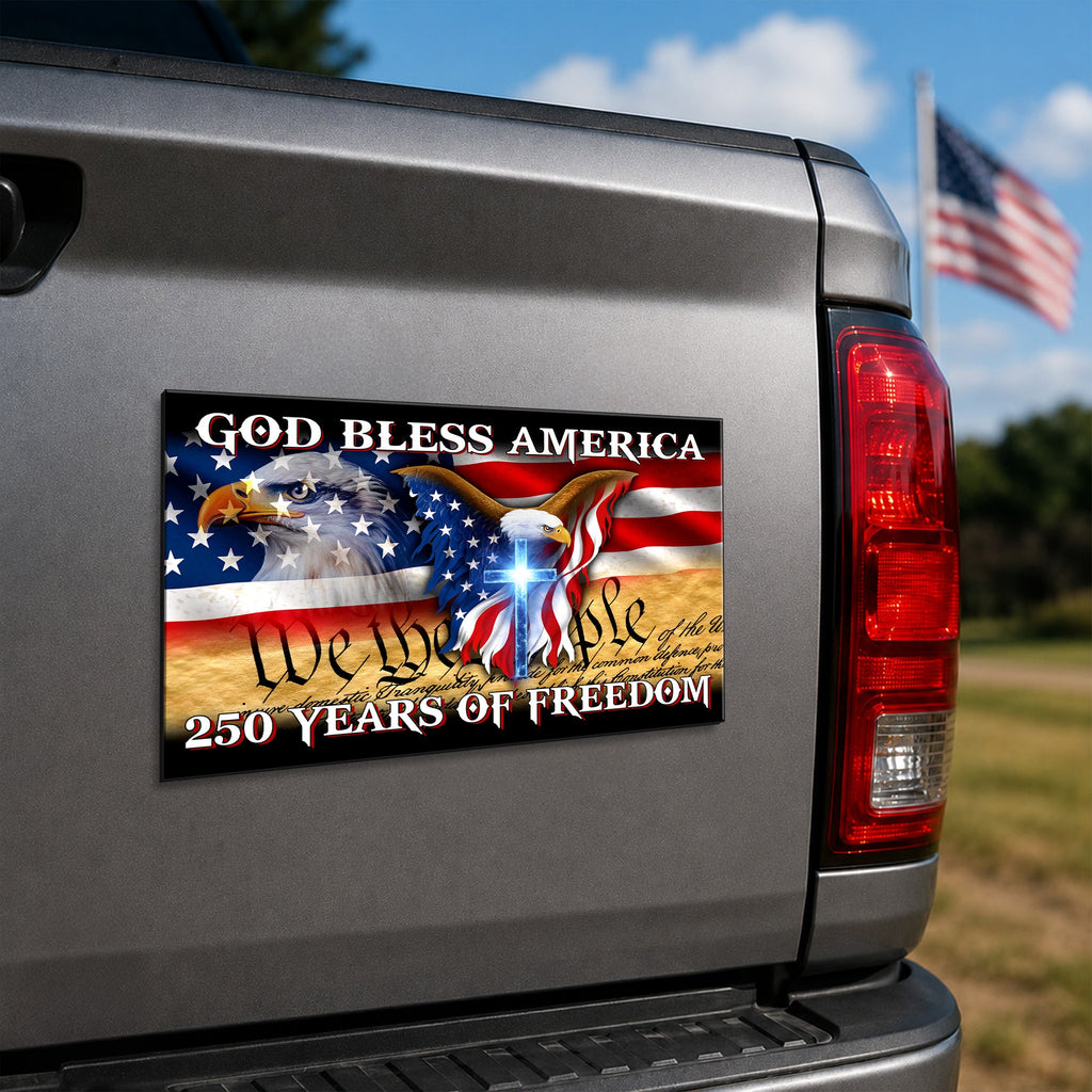 250 Years of Freedom Flag Car Magnet, God Bless America Vehicle Decor