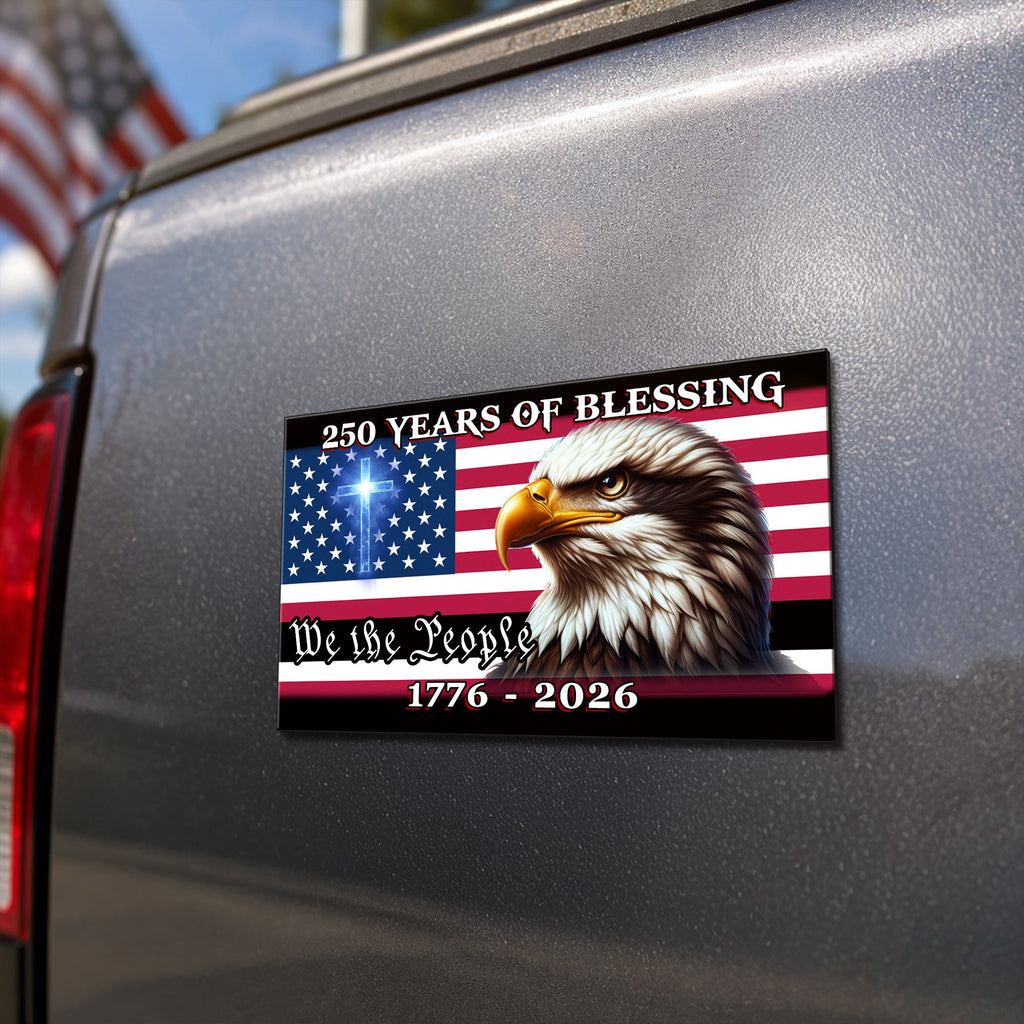 250 Years of Blessing American Flag Car Magnet  We The People Eagle Cross Decor