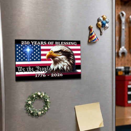 250 Years of Blessing American Flag Car Magnet  We The People Eagle Cross Decor