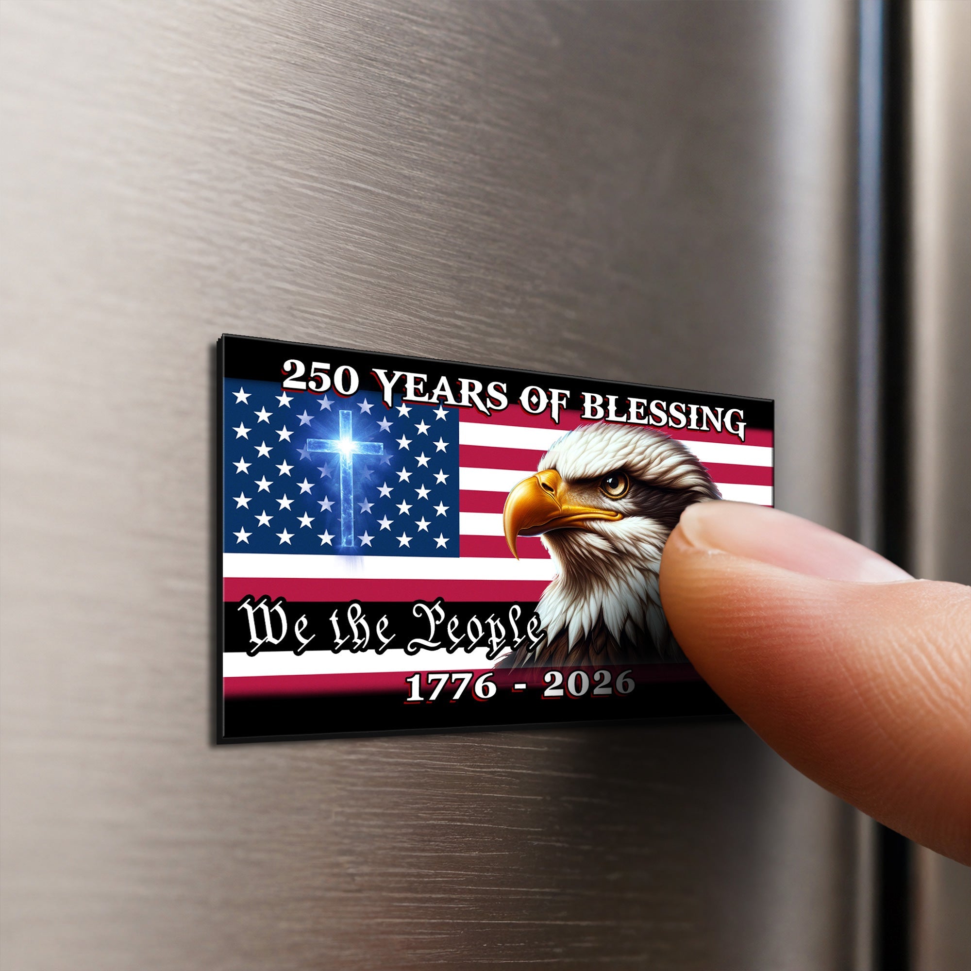 250 Years of Blessing American Flag Car Magnet  We The People Eagle Cross Decor