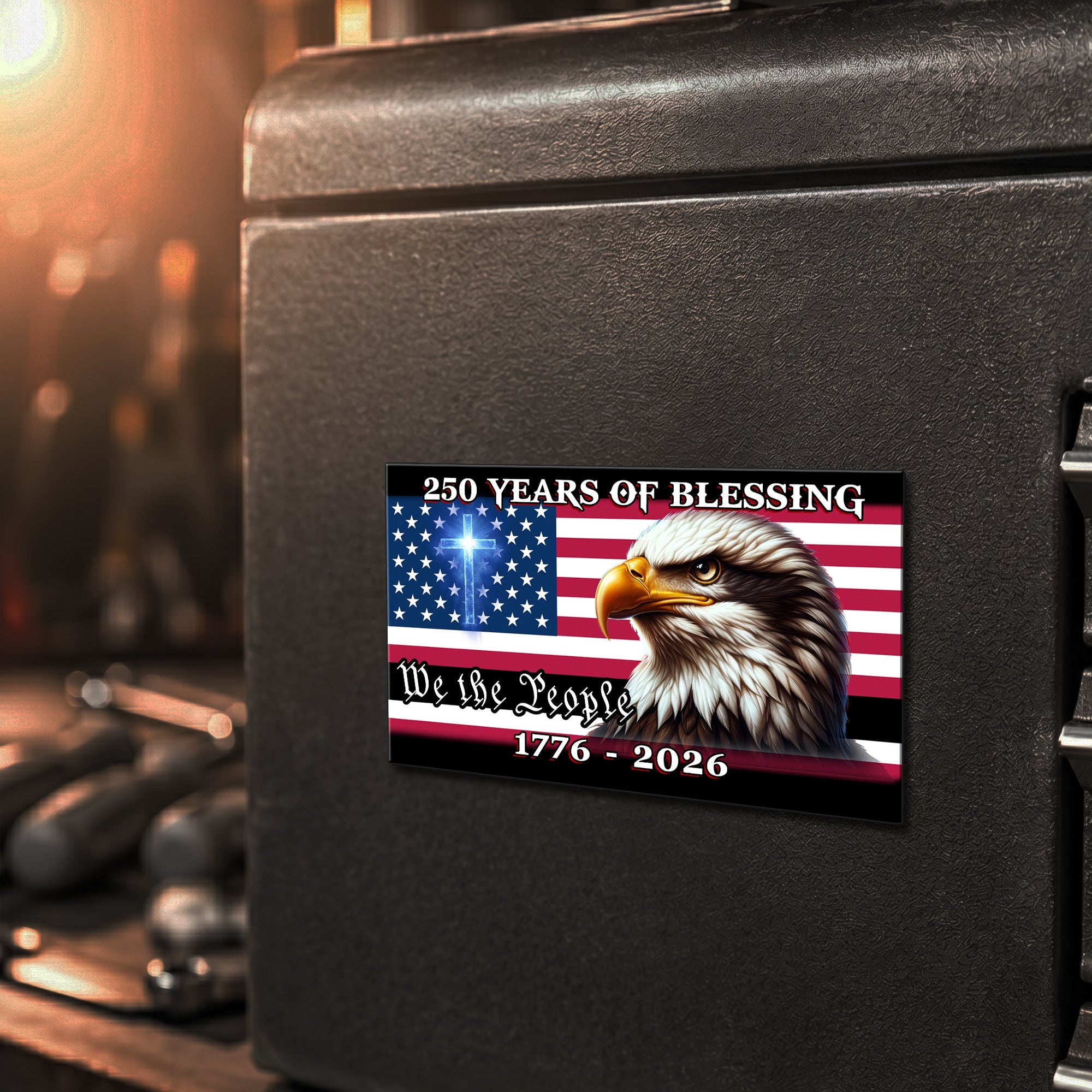 250 Years of Blessing American Flag Car Magnet  We The People Eagle Cross Decor