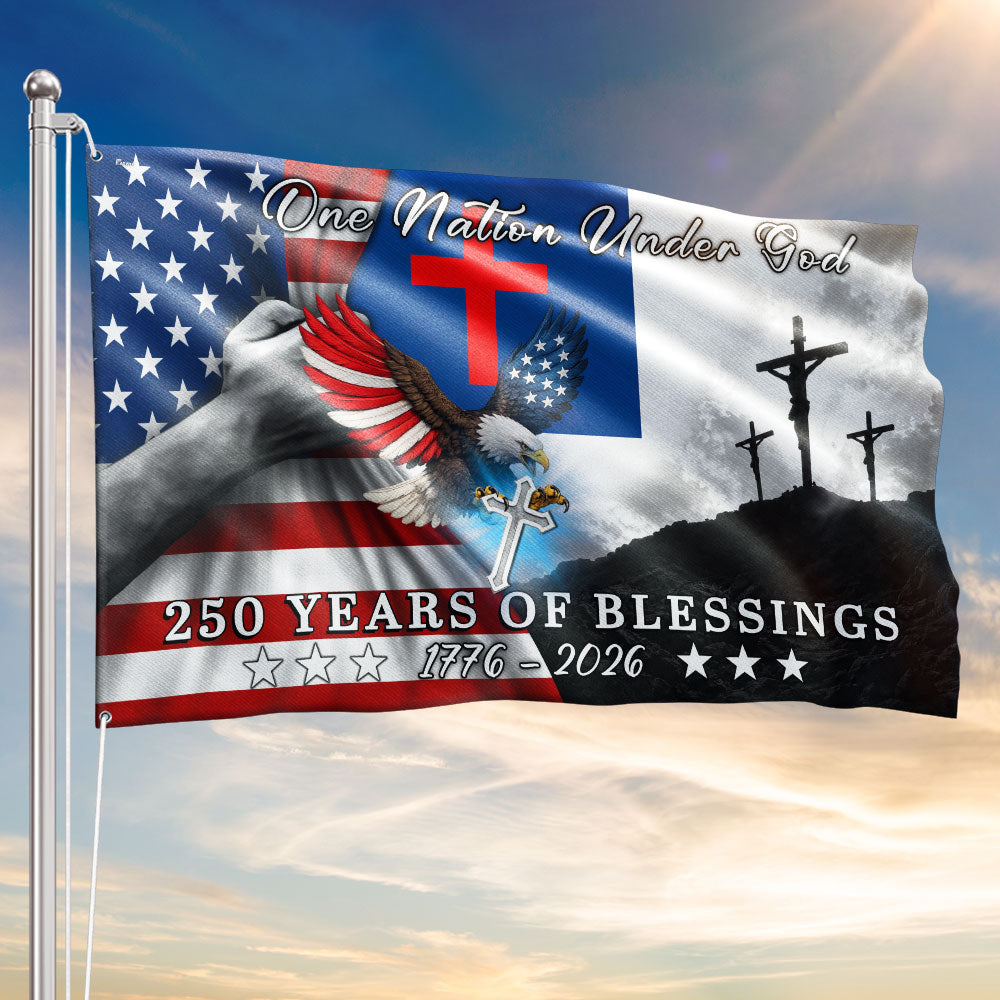 Patriotic Christian Grommet Flag, One Nation Under God Flag for 250 Years Semiquincentennial