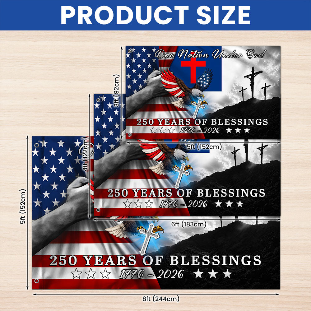 Patriotic Christian Grommet Flag, One Nation Under God Flag for 250 Years Semiquincentennial