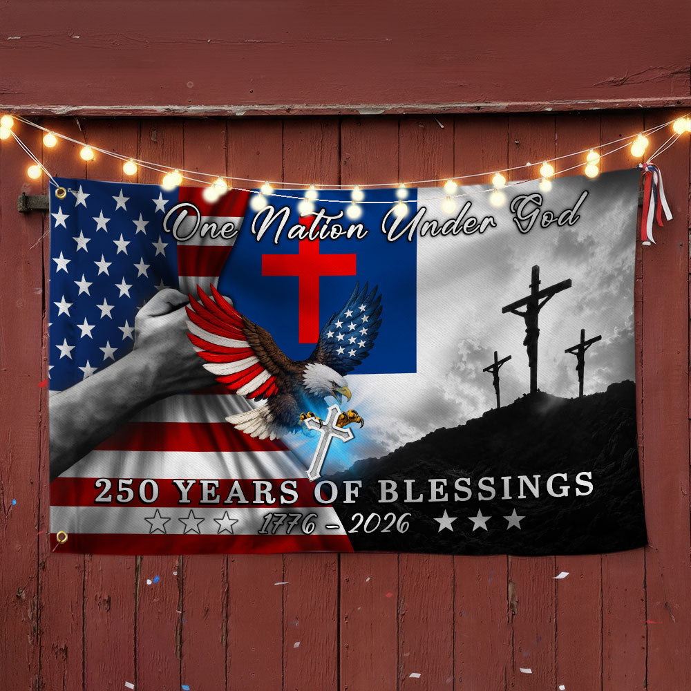 Patriotic Christian Grommet Flag, One Nation Under God Flag for 250 Years Semiquincentennial