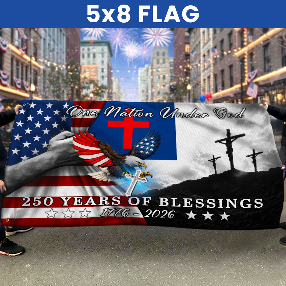 Patriotic Christian Grommet Flag, One Nation Under God Flag for 250 Years Semiquincentennial