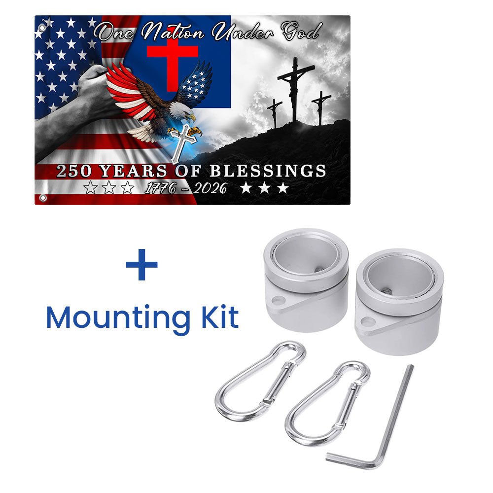 Patriotic Christian Grommet Flag, One Nation Under God Flag for 250 Years Semiquincentennial