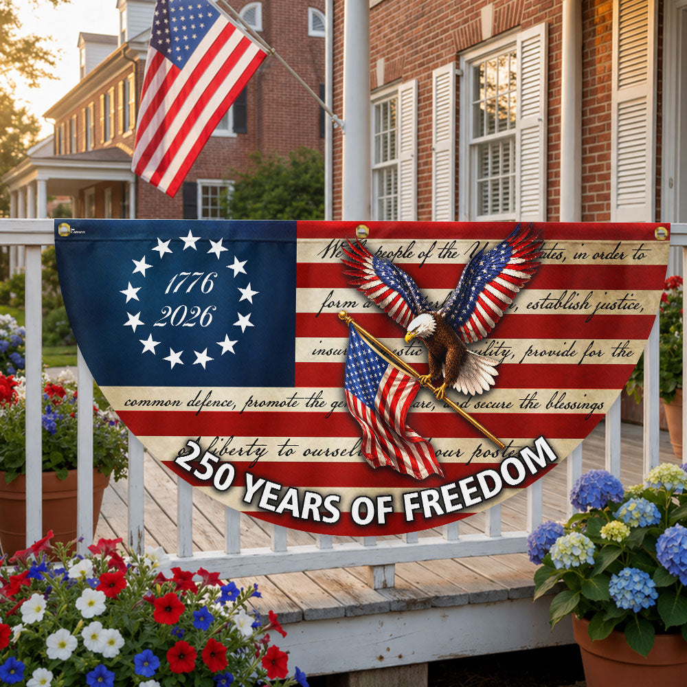 250 Years of Freedom Fan Flag with Eagle We The People Patriotic 1776 2026 Decor