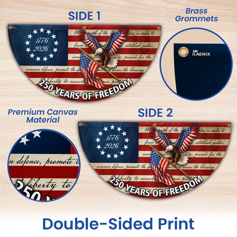 250 Years of Freedom Fan Flag with Eagle We The People Patriotic 1776 2026 Decor