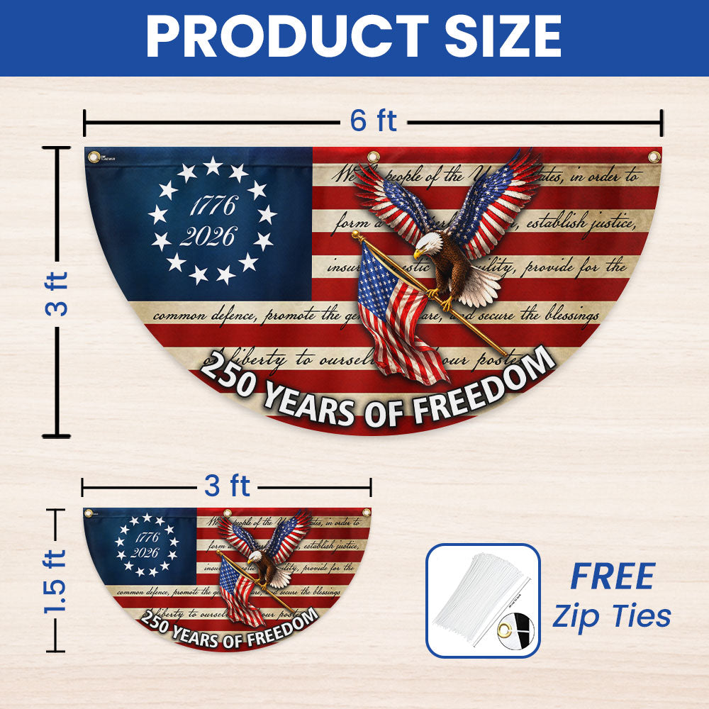 250 Years of Freedom Fan Flag with Eagle We The People Patriotic 1776 2026 Decor