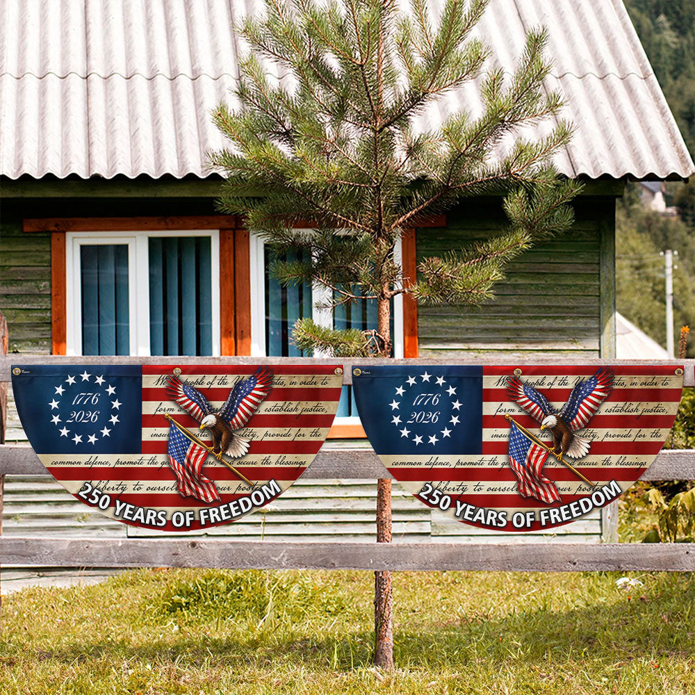 250 Years of Freedom Fan Flag with Eagle We The People Patriotic 1776 2026 Decor