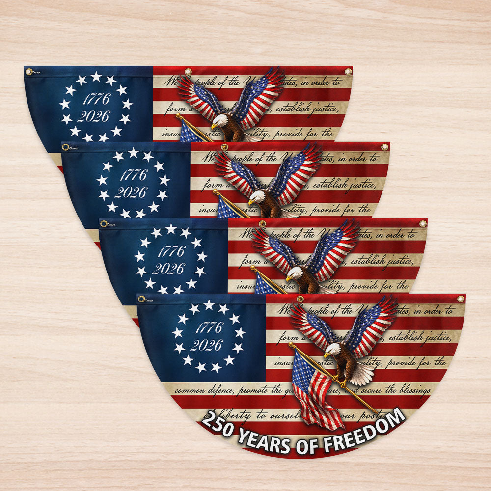 250 Years of Freedom Fan Flag with Eagle We The People Patriotic 1776 2026 Decor