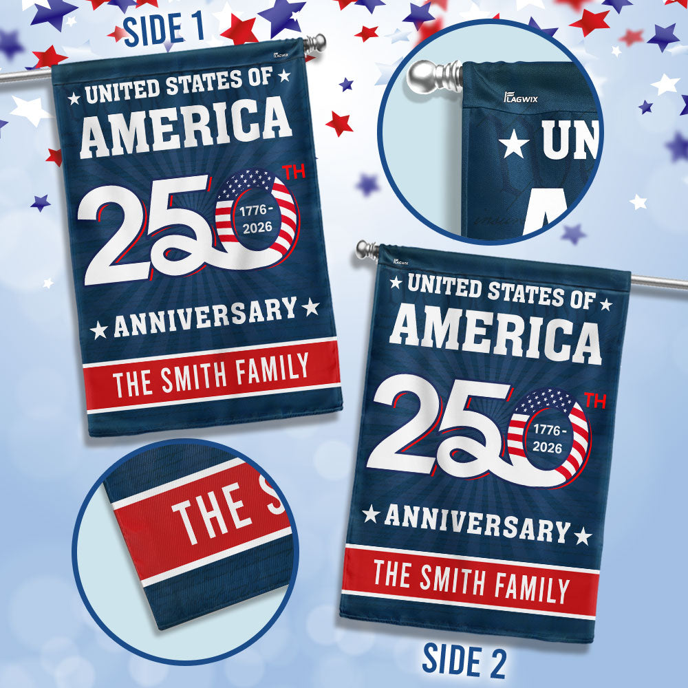 Personalized 250th Anniversary United States of America Decorative Flag