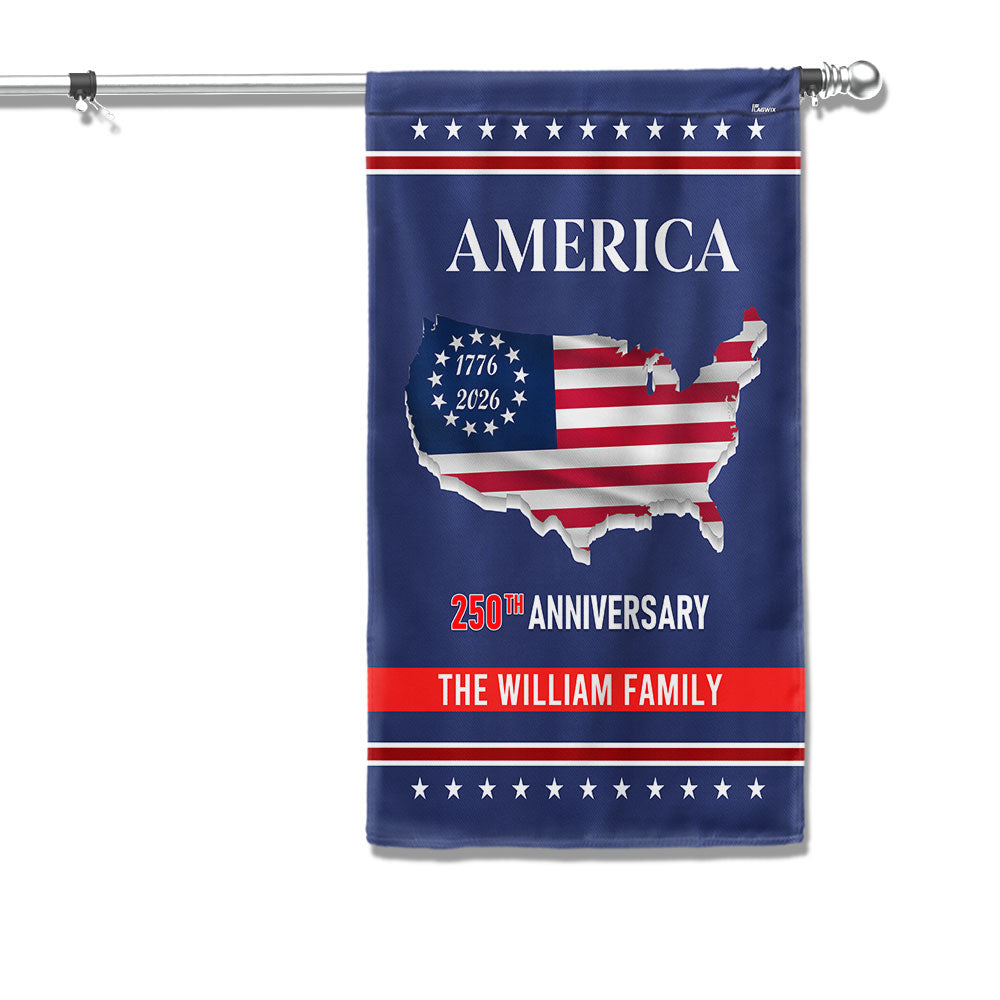 Personalized 250th Anniversary America Flag, 1776 2026 America Map Decor