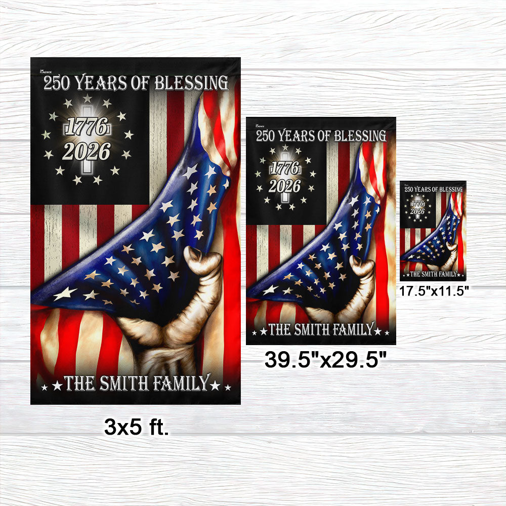 Personalized 250 Years of Blessing Flag, 1776 2026 Christian Home Decor