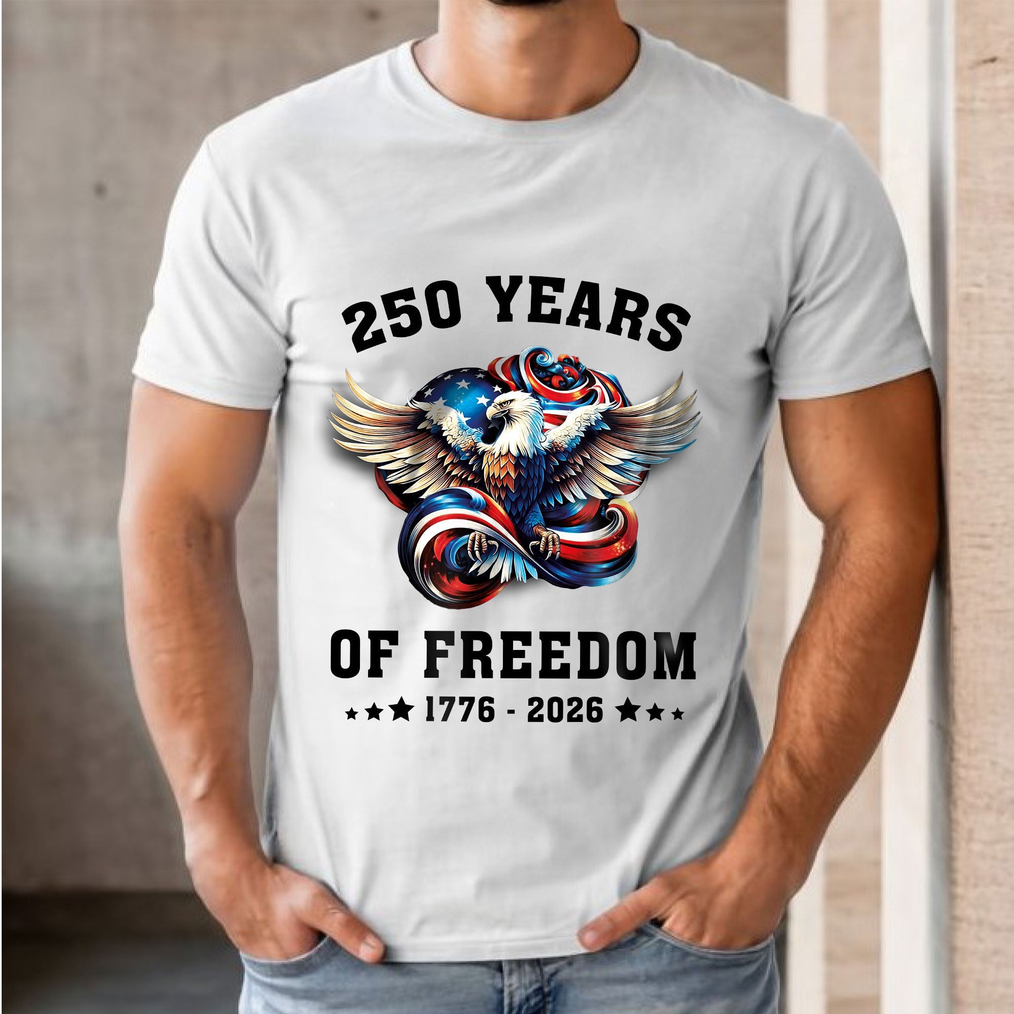 250 Years of Freedom Eagle T-Shirt | 1776-2026 Patriotic Tee for Men