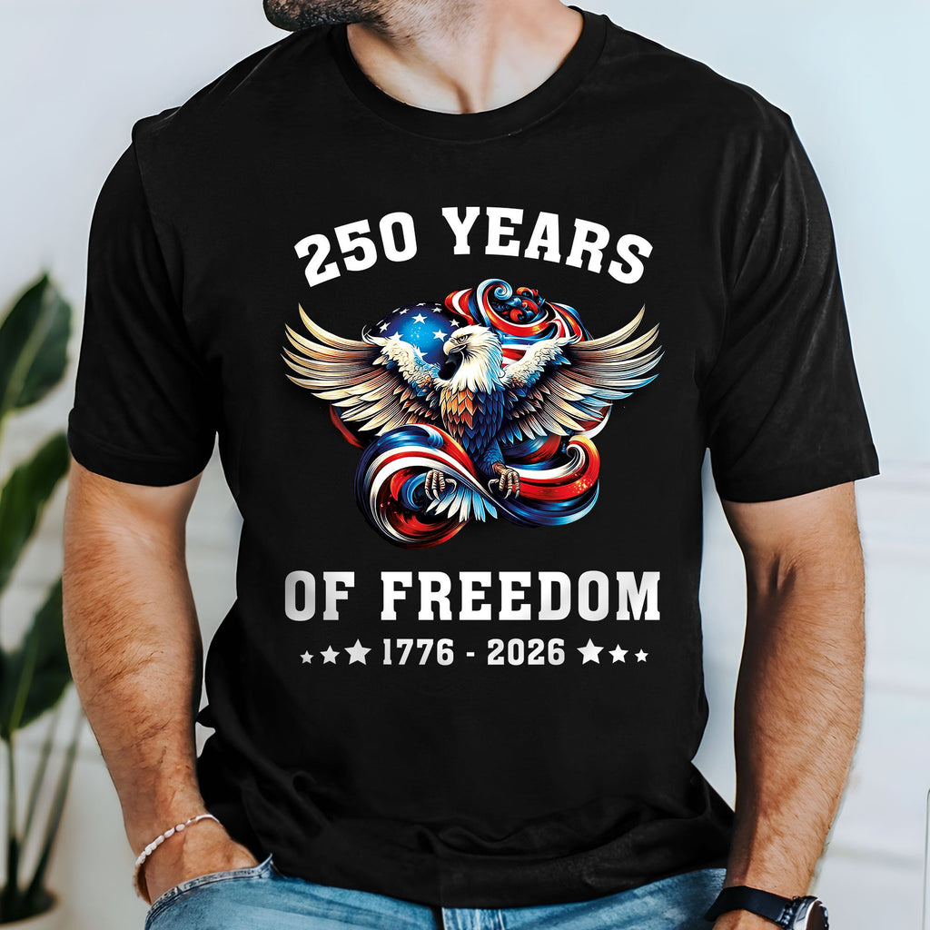 250 Years of Freedom Eagle T-Shirt | 1776-2026 Patriotic Tee for Men
