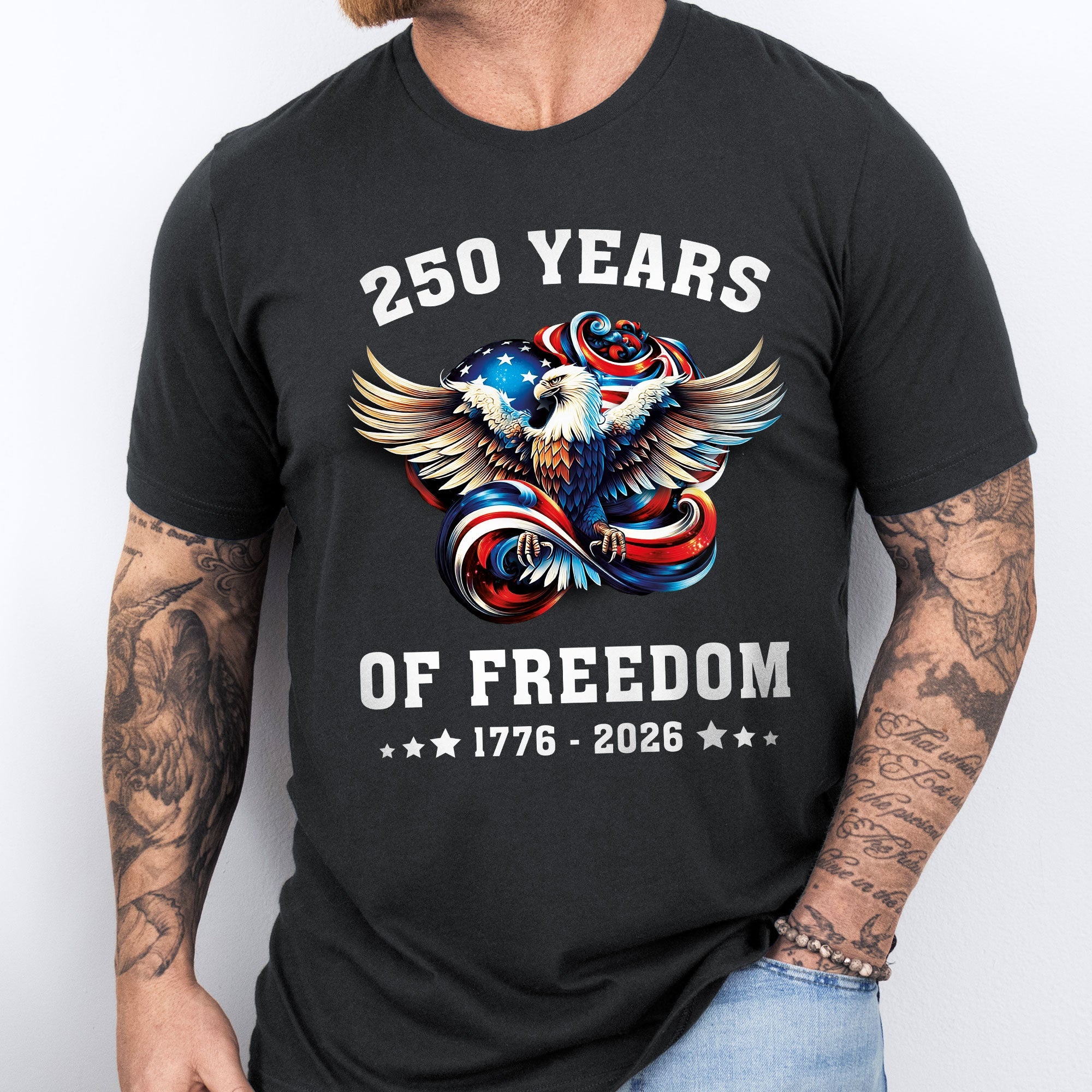 250 Years of Freedom Eagle T-Shirt | 1776-2026 Patriotic Tee for Men