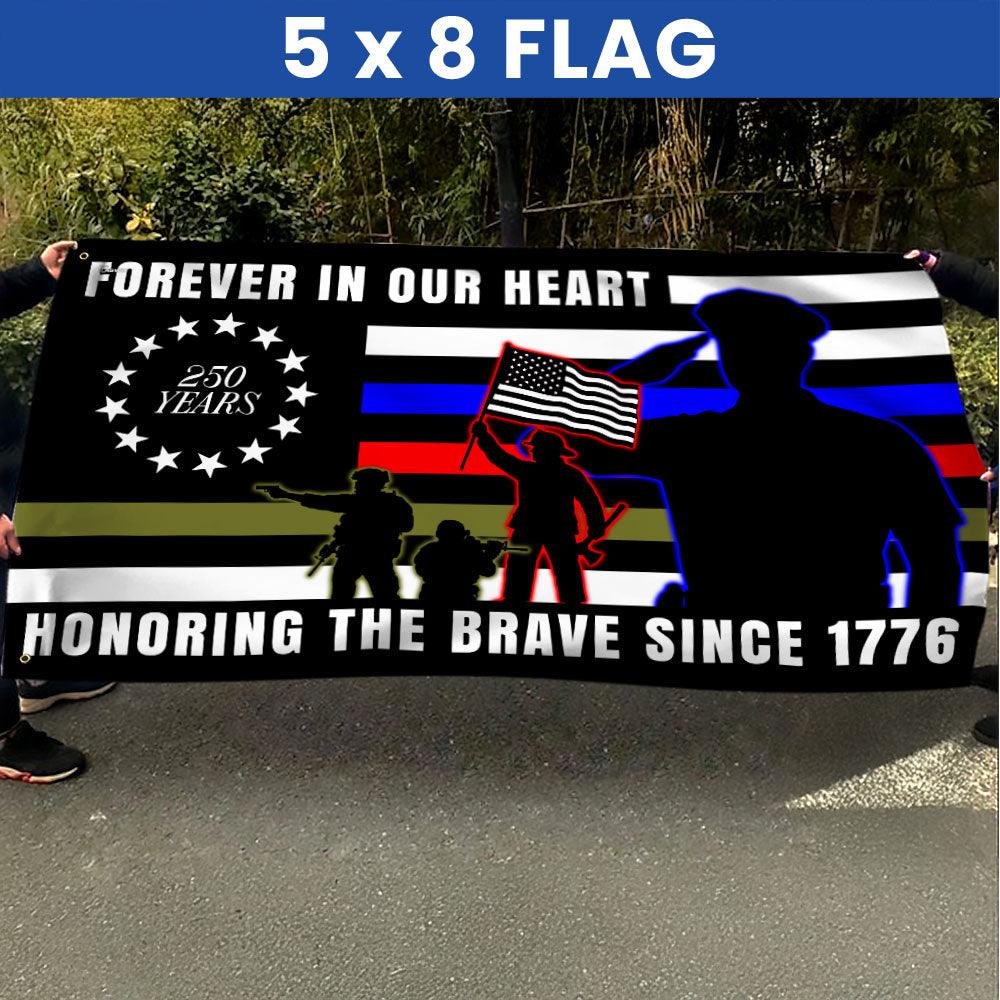 Forever in Our Heart 250 Years Flag | Military Grommet Flag for Veterans Day