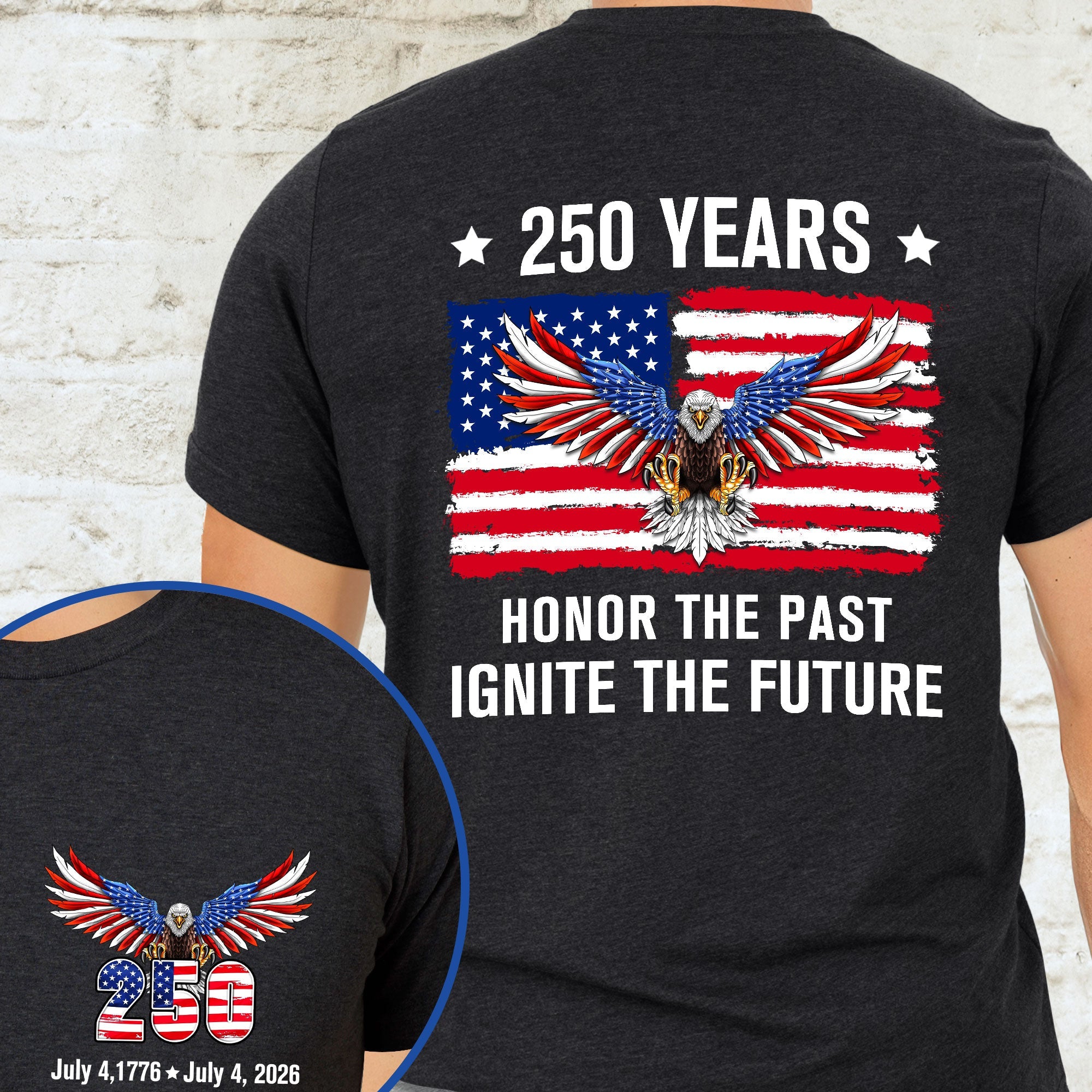 America 250th Anniversary T-Shirt | Bald Eagle Flag Tee for July 4th