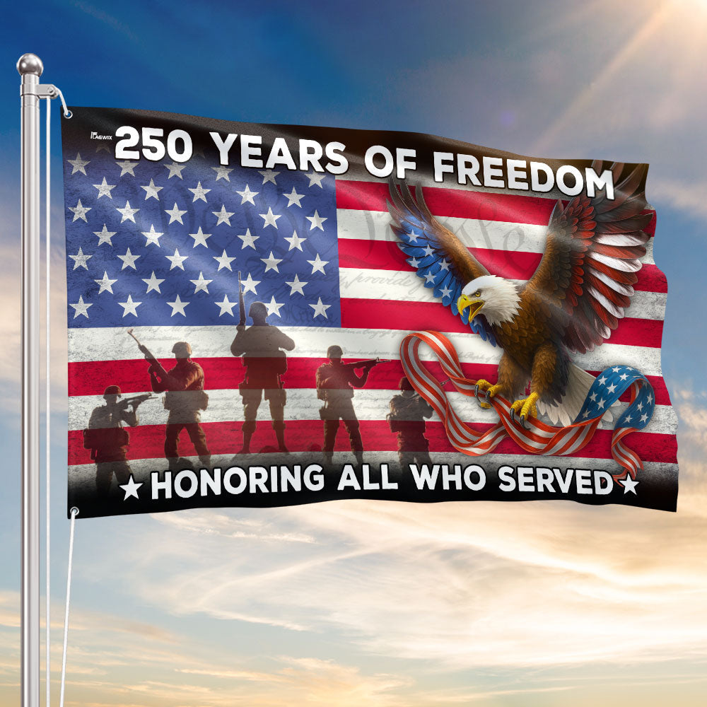 250 Years of Freedom Veterans Eagle American Grommet Flag