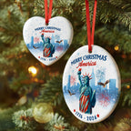 Merry Christmas America Ceramic Ornament | 250th Patriotic Liberty Decor