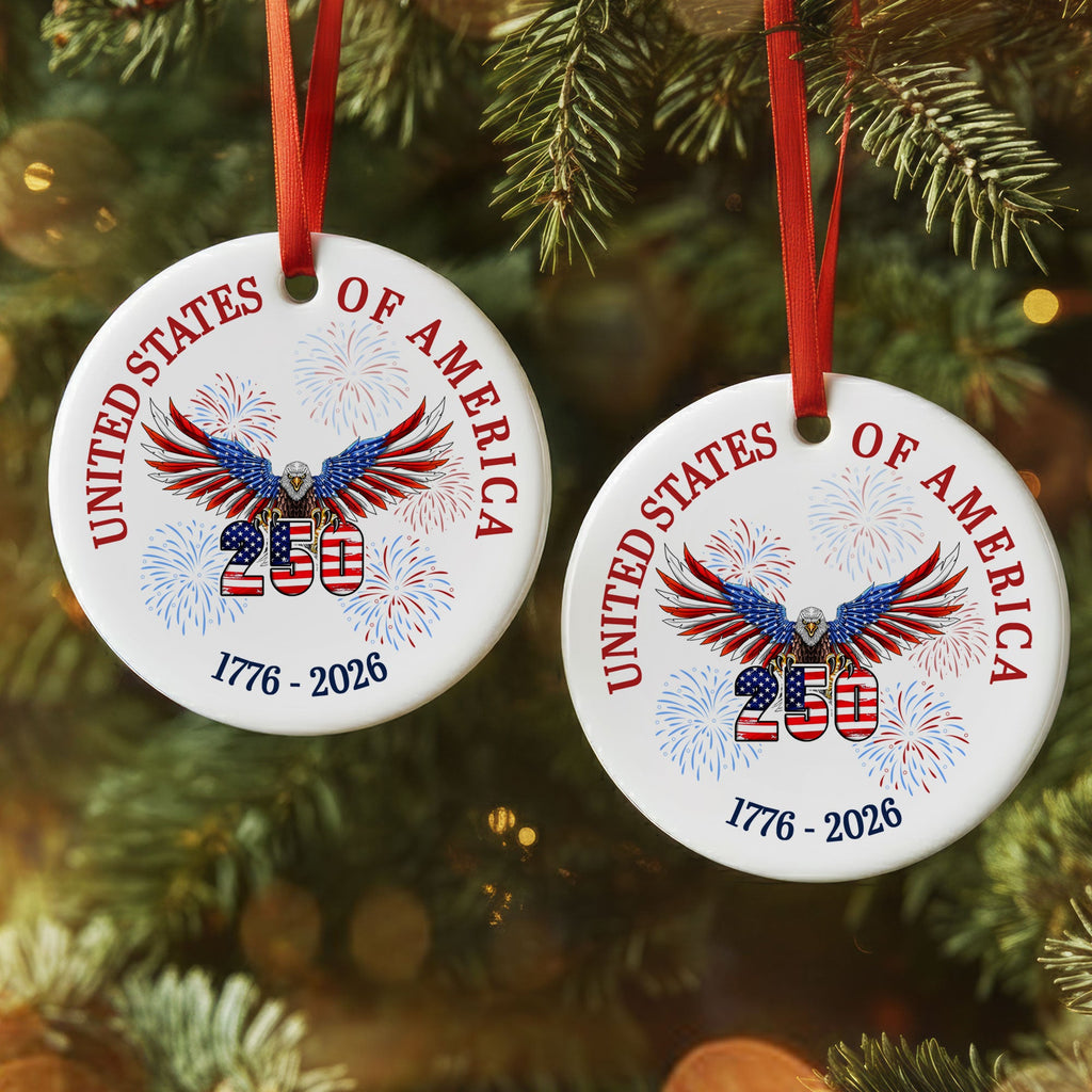 250 years of America Ceramic Ornament | Patriotic 4th of July Ornament