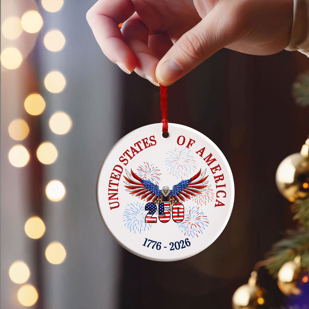 250 years of America Ceramic Ornament | Patriotic 4th of July Ornament