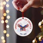 250 years of America Ceramic Ornament | Patriotic 4th of July Ornament