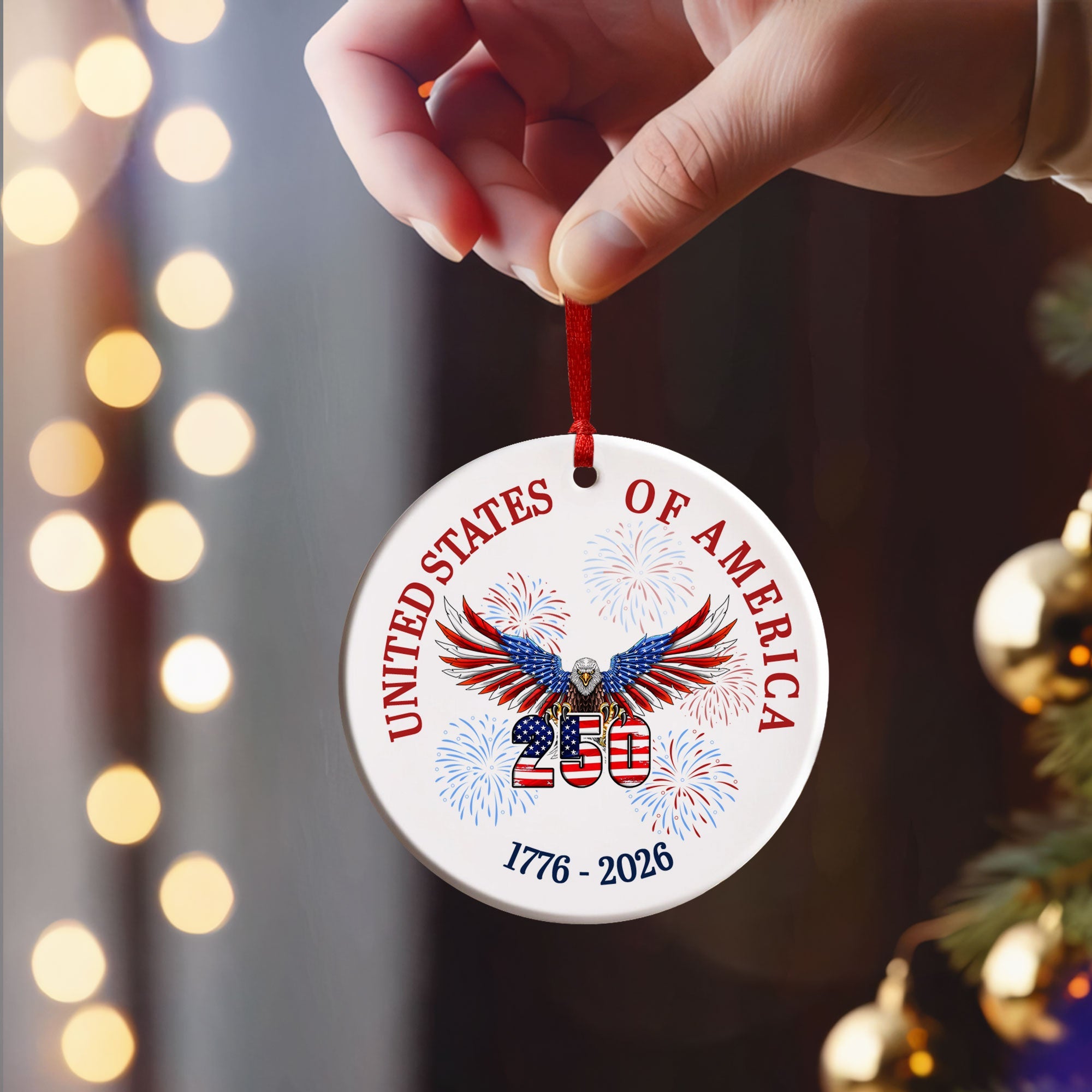 250 years of America Ceramic Ornament | Patriotic 4th of July Ornament
