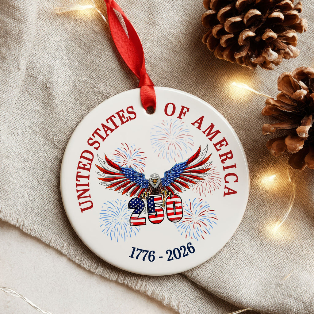 250 years of America Ceramic Ornament | Patriotic 4th of July Ornament