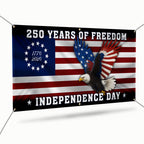 250 Years of Freedom Banner | Bald Eagle Independence Day Fence Banner