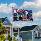 250 Years of Freedom Flag | Patriot Dog Wrapped in Glory Grommet Flag