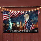 250 Years of Freedom Flag | Patriot Dog Wrapped in Glory Grommet Flag