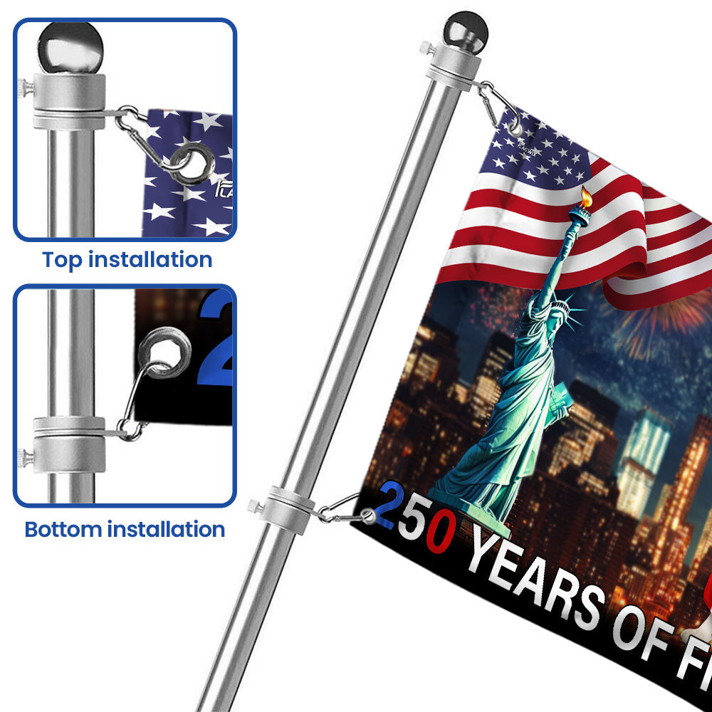 250 Years of Freedom Flag | Patriot Dog Wrapped in Glory Grommet Flag