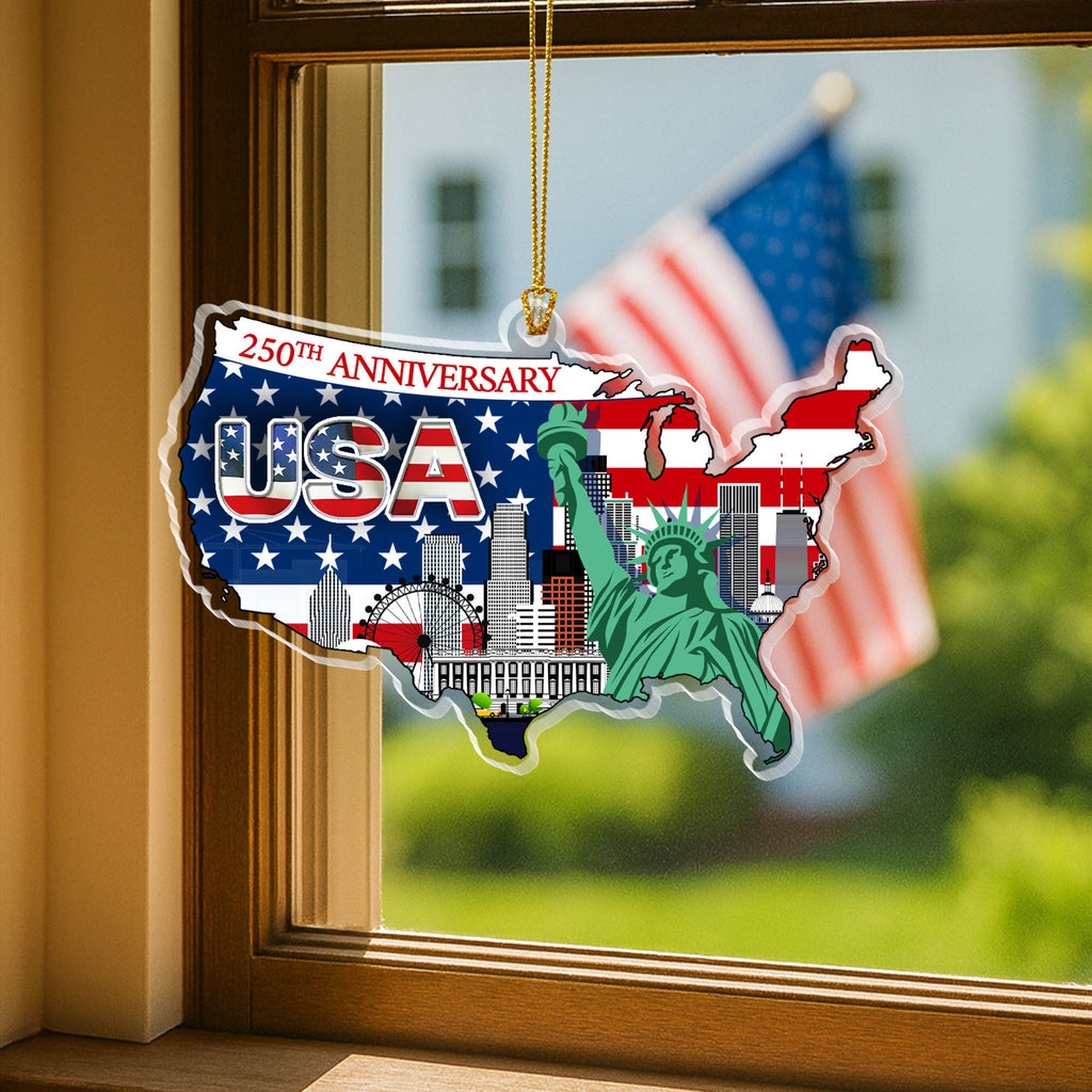 250th Anniversary Ornament | USA Map Liberty Patriotic Acrylic Ornament