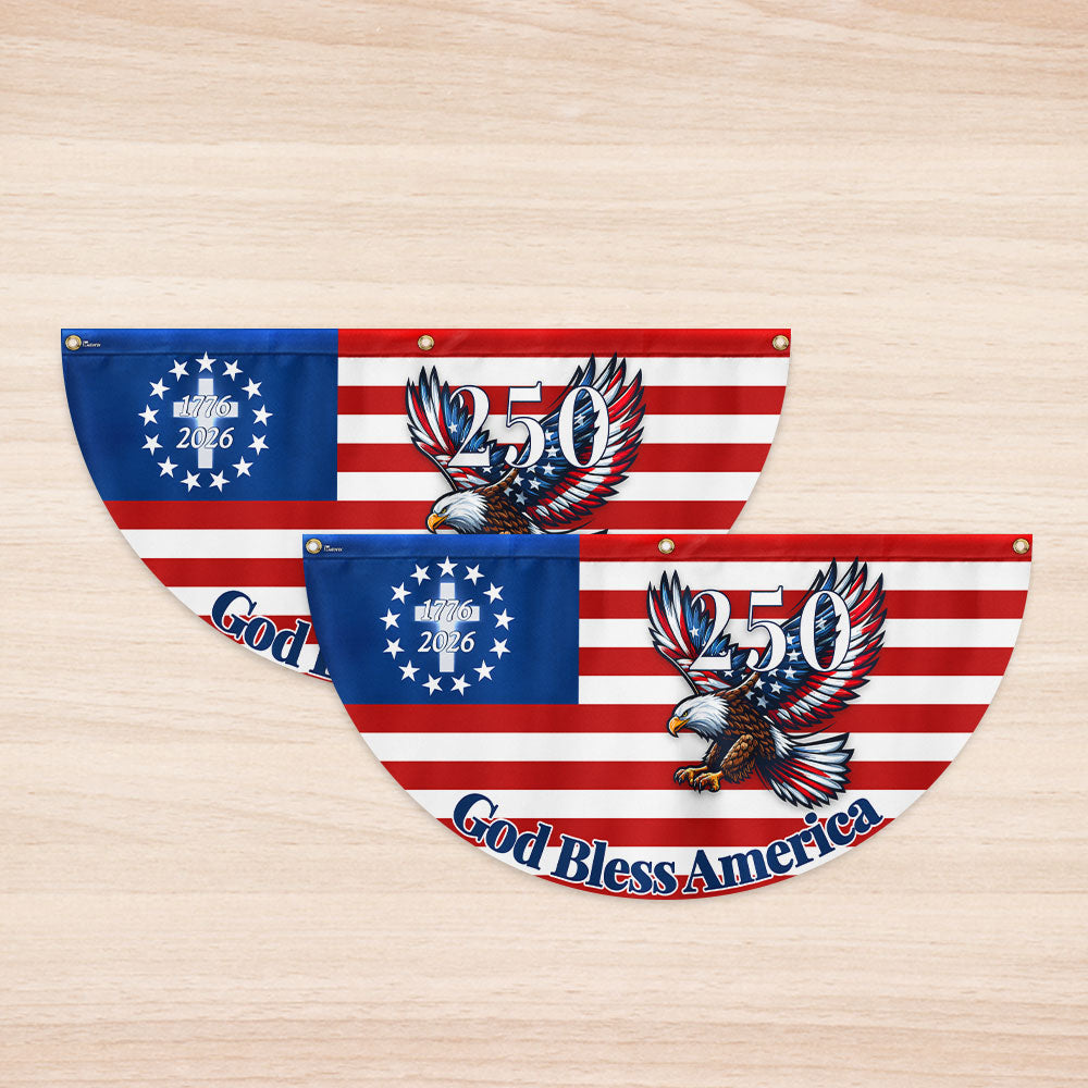 Jesus Cross Flag | 250th Patriot Eagle God Bless America Fan Flag