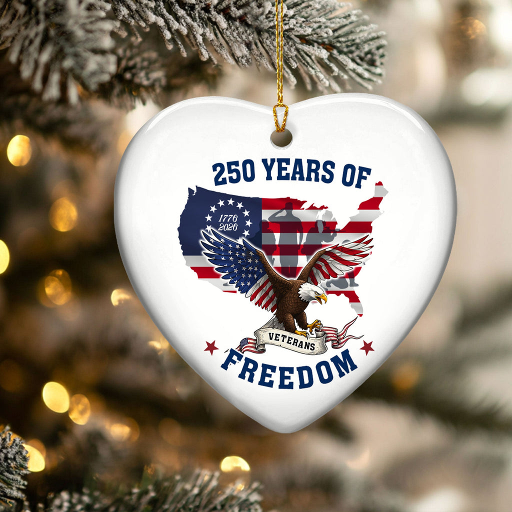 250 Years of Freedom Ornament | Patriotic Veterans Ceramic Ornament