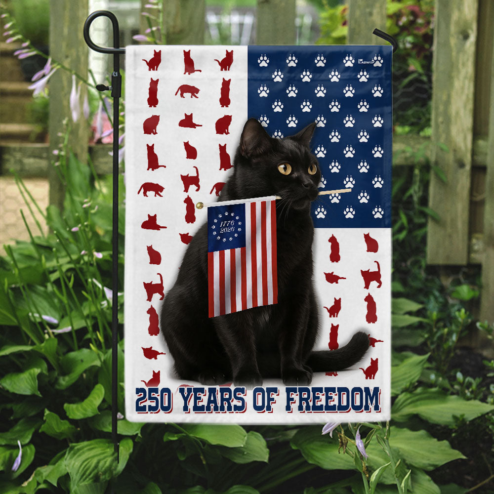 250 Years of Freedom Bombay Flag | Patriotic Bombay Cat Holding US Flag